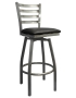 E135CBSSRFO Clear Coated Ladderback Swivel Metal Barstool